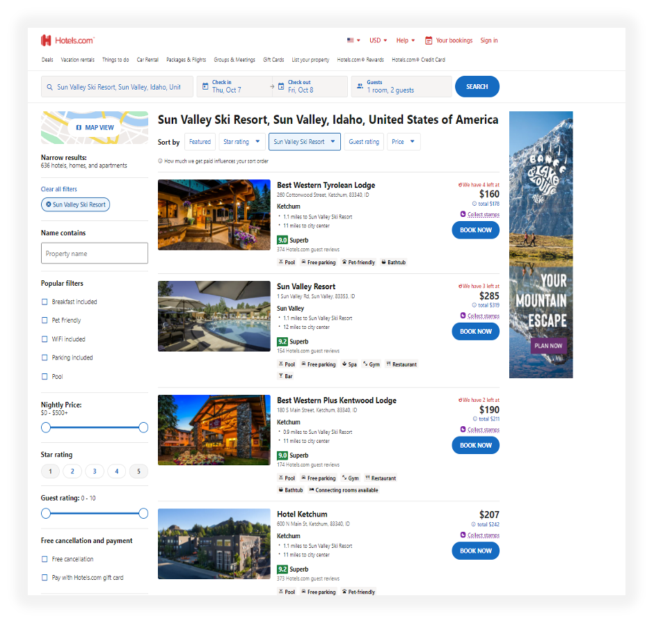 hotels website