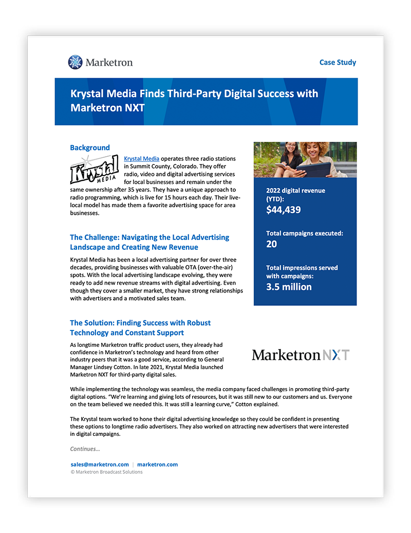 Case Study: Krystal Media Finds Third-Party Digital Success with Marketron NXT