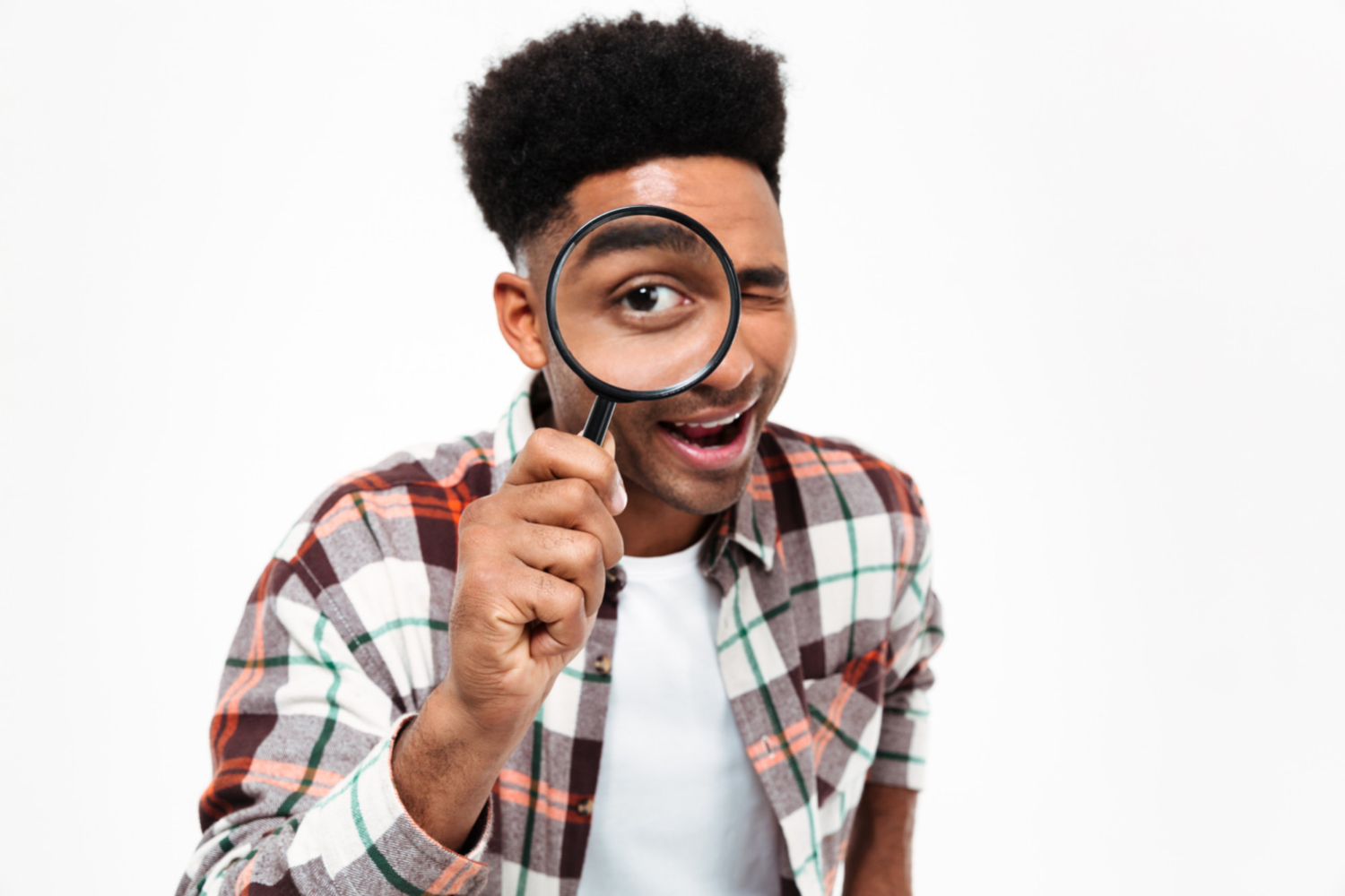 man with magnifying glass