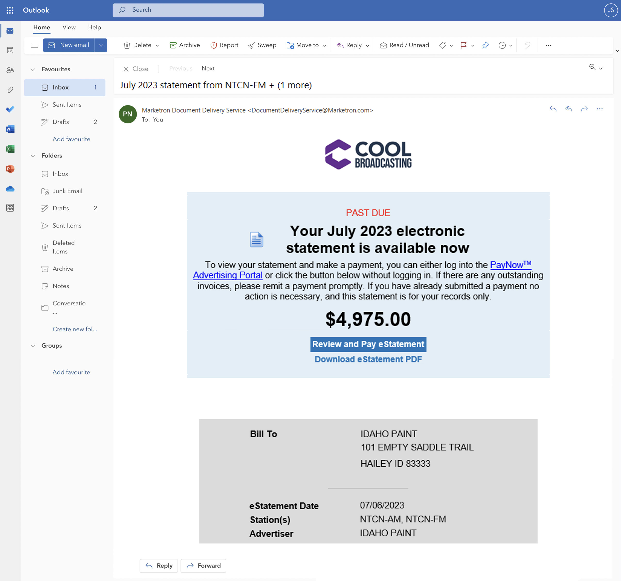 PayNow eStatement email