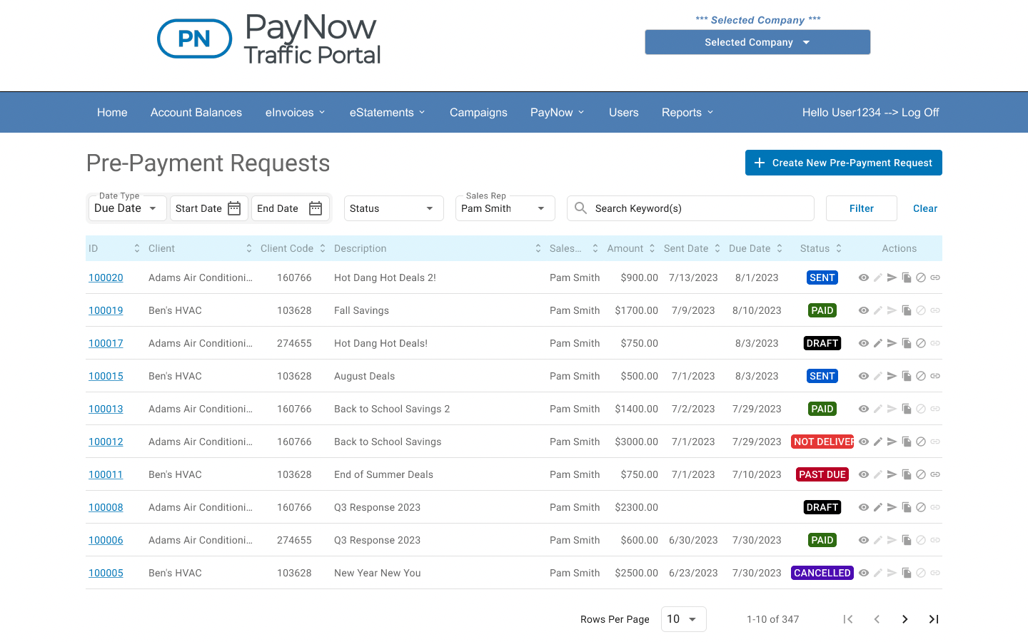 PayNow Traffic Portal screen: See every request at a glance