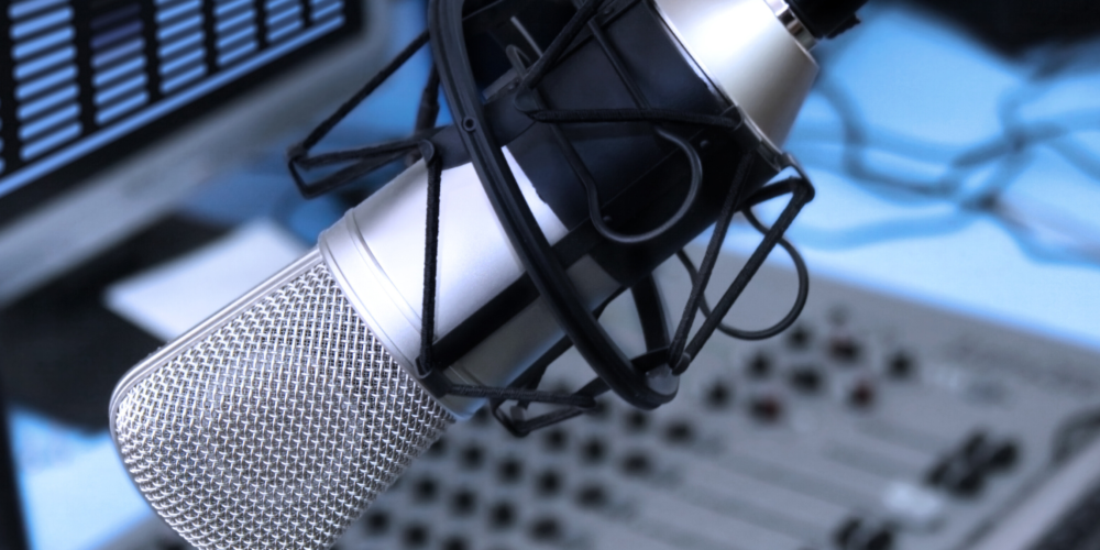 Studio microphone in a radio station